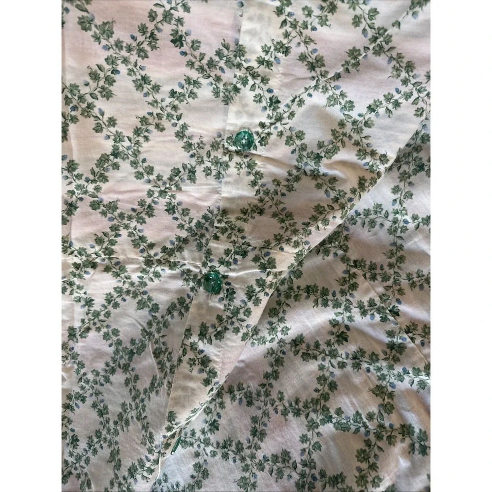 VTG Beautiful Duvet Handmade Green Vines On 1 Side/Stripes On The Other 84x84